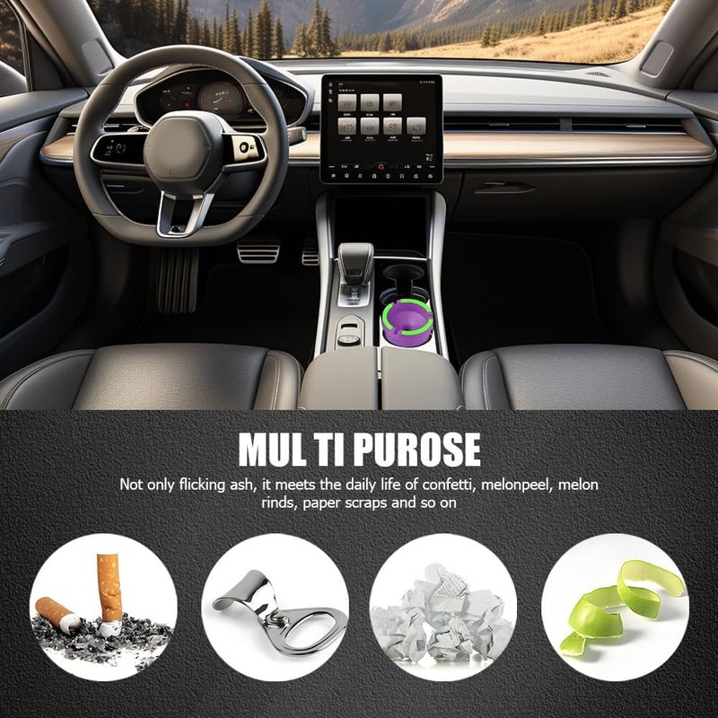 Lyxheth Glow in The Dark Ashtray, Car Ashtray, Cigarette Self-Extinguishing Car Cup Holder Ashtrays with Lid, Universal Portable Mini Vehicle Cigarette Trash Can Auto Accessories for Cars (Purple) - Image 5